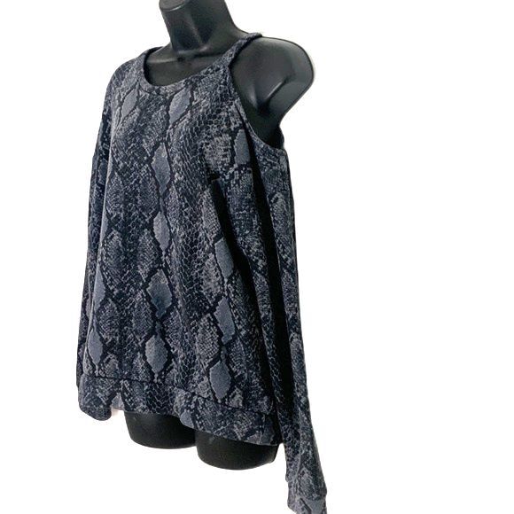 Express One Eleven Snake Skin Cold Shoulder Long Sleeve Gray Size Small - Picture 4 of 9